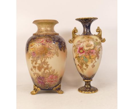 Two Carltonware Wiltshaw &amp; Robinson Ivory Blushware Baluster Vases, one in the Chrysanthemum and Anemone Pattern. Foot of