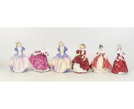 Royal Doulton small lady figures Dinky Doo x2 (1 a/f), Top O' the Hill HN3499, Kirsty HN3213, Sothern Belle HN3174 and Christ