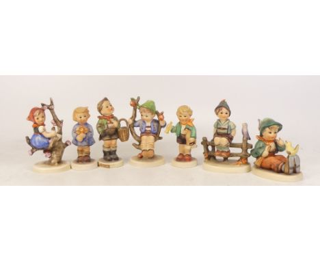 A collection of Hummel and Gobel figures to include Apple Tree boy, Wayside Harmony, Boy with Horse, Village Boy, etc (1 tray