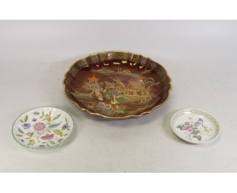 Carltonware Rouge Royale Mikado Pattern Jewelled Bowl. Some minor scratching. together with Minton Haddon Hall Pin Dish and D