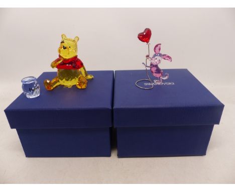 Swarovski Crystal Disney Figures 'Winnie The Pooh' with Honey jar together with Piglet figurine (2) (In Original Boxes) 