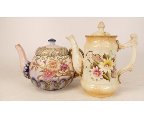 Carltonware Wiltshaw &amp; Robinson Ivory Blushware Carnation teapot together with Honfleur coffee pot, height of tallest 18c
