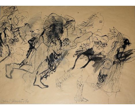 Markus (Lüpertz?), 2 große, interessante Zeichnungen/Mischtechnik von 1968/70 aus altem GalerienbestandMarkus, Eine Gruppe vo