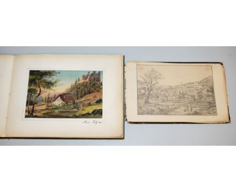 2 reiche Skizzen- / Freundschafts-Alben des Friedrich Schrickel &amp;amp; der Amelie Schrickel, Carlsruhe um 1850Dr. Johann F