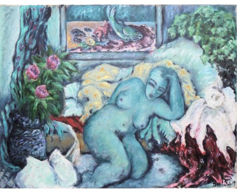 Dan Solojoff, Blauer Akt, großes Ölgemälde 1960er JahreDaniil Andreevitch Solojef (Даниил Андреевич Соложев), 1908 St. Peters