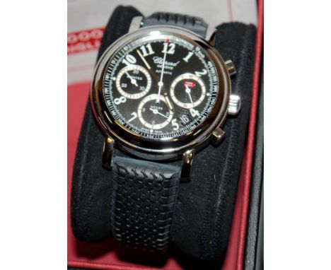 "Mille Miglia" Herrenchronograph von Chopard, praktisch ungetragen von 2007Gehäuse Edelstahl, schwarzes Zifferblatt, Tachymet
