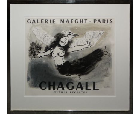 Marc Chagall, "Femmes-Oiseau (Vogelfrau)", Farblithographie, Plakat für Ausstellung bei der Galerie Maeght, Paris, 1950,  ger