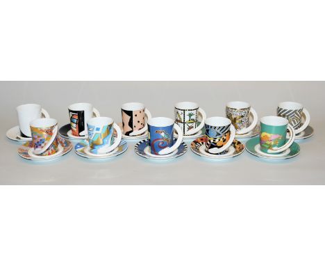 11 Künstler Espresso-Sammeltassen, Rosenthal studio-linie11 Espresso-Sammeltassen mit Unterteller von unterschiedlichen Künst