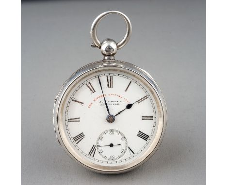 A Victorian silver open face pocket watch, 45mm white enamel dial inscribed 'The Express English Lever J.G. Graves Sheffield'