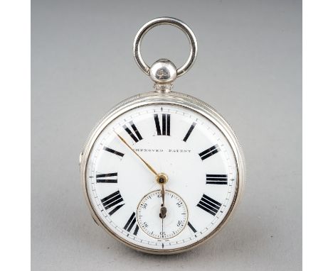 A Victorian silver open face pocket watch, 45mm white enamel dial with Roman numerals and subsidiary seconds dial, 53mm case,