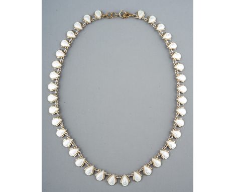 A Danish silver and enamel necklace, silver enamel pear-shape drops, indistinctly marked 'W?.B' possibly William Bertholdt, a