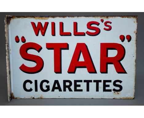 An early 20th Century white enamel advertising sign WILL'S STAR CIGARETTES, approx 30 x 45cm 