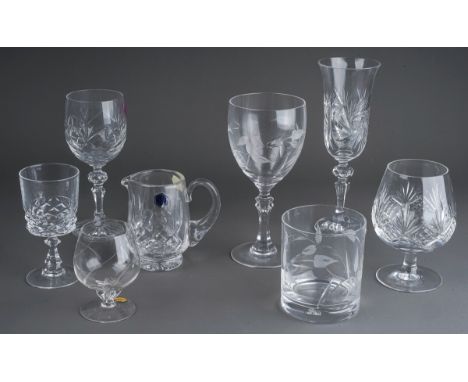 Assorted glassware to include: vintage boxed French "Diamond" wine glasses further Edinburgh crystal boxed brandy glasses, ca