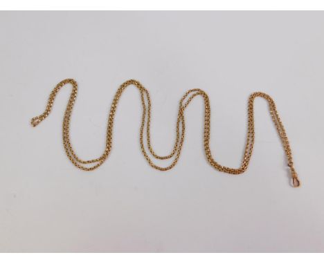 A cable link long guard muff chain, stamped 10ct, 32.0g. 