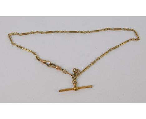 A 9ct gold fancy link neck chain, on a double claw clasp, with T bar, 11.7g. 