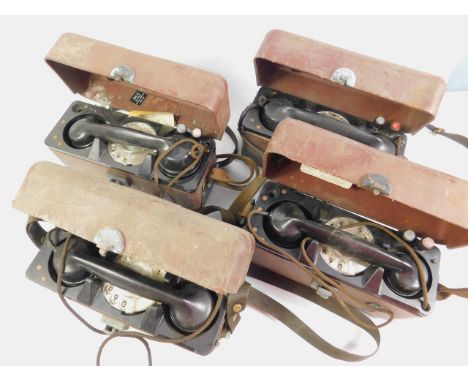 Four GPO Army field telephones, 250A, cased.