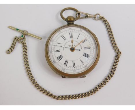 A William Tell early 20thC gentleman's chronograph pocket watch, open faced, key wind, enamel dial bearing Roman and Arabic n