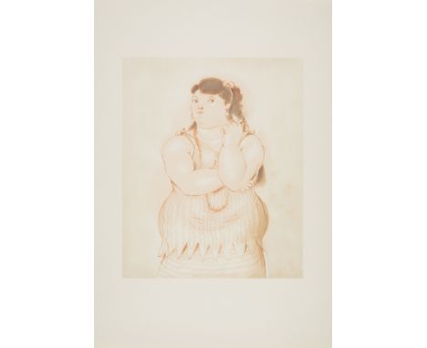 Fernando Botero (b.1932)Mujer FumandoLithograph printed in colours, 1965, an unsigned proof aside from the edition of 150, on