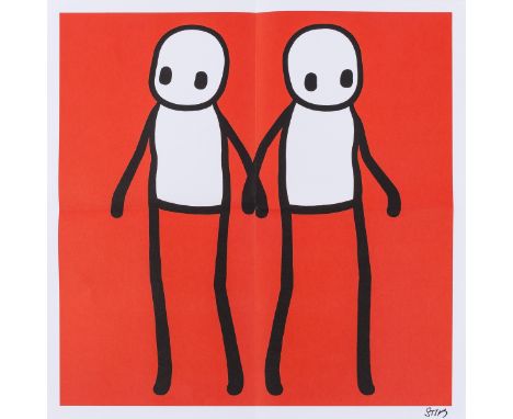 δ STIK (b.1979)Holding Hands (Red)Offset lithograph printed in colours, 2020, signed in black felt-tip pen, with the accompan