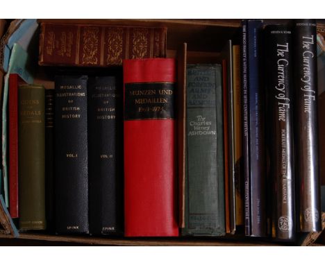 Mixed lot of numismatic, military and medallic volumes, to include; Coins and Medals by S. lane-Poole, Medallic Illustrations