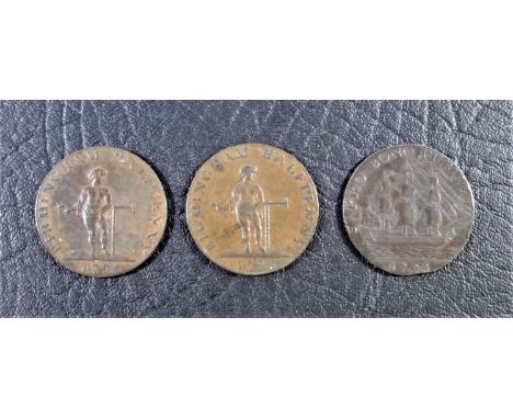 BRITISH 18TH CENTURY TOKENS, WARWICKSHIRE, BIRMINGHAM, HALFPENNY, OB. A BOY STANDING NEXT TO A SCREWPRESS HOLDING A SPANNER, 