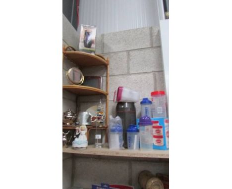 A three shelf cane corner unit, a yoghurt container kit, thermometer, digital photo frame etc.,