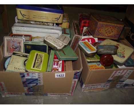 2 boxes of vintage collectors tins