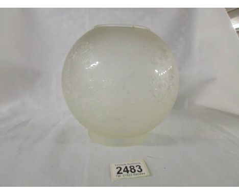 An original acid etched oil lamp shade, in good condition. ****Condition report**** Bottom diameter 10cm, top diameter 7.5cm.