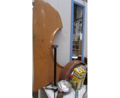 A mixed lot of car parts including mud guards, car wing, head lamp etc., (Collect only)