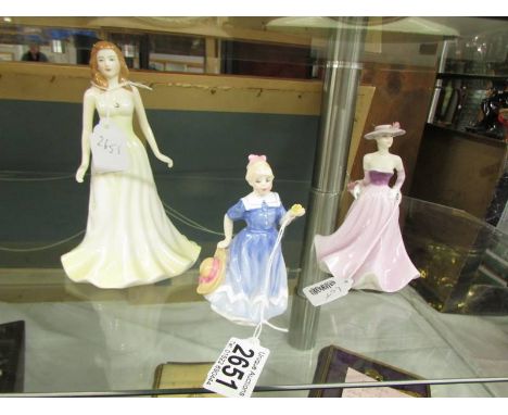 Two Royal Doulton figurines - June Pearl and A Posy for You HN3606 and a Coalport figurine Lorette.