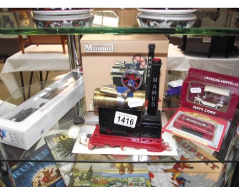 A boxed Mamod SP1 stationary steam engine and quantity of Lledo diecast models