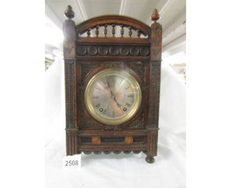 A Winterhald & Hoffmeier mantle clock in oak case. ****Condition report**** Case is missing 1 beading strip along right hand 