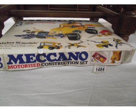 Vintage Meccano motorised set no 3, looks mostly complete but unchecked