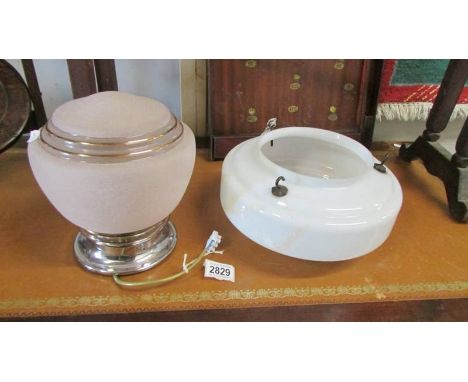 Two glass lamp shades, 1 a/f.