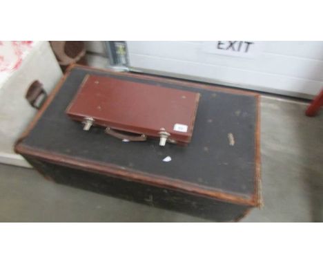 An old cabin trunk and a small suitcase. (Collect only).