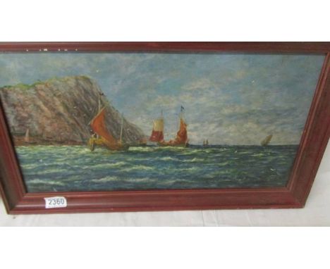A seascape on board signed William Lawlins.