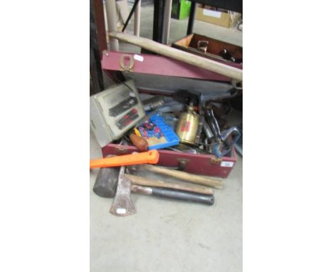 A tool box with assorted tools, (Collect only)