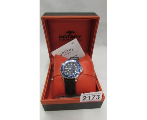 A boxed Rotary Aquaspeed wrist watch with original receipt.