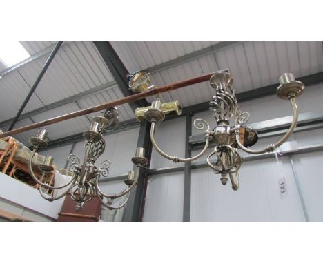 Two electric chandeliers and a wall light. (Collect only)
