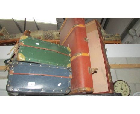 Two vintage suitcases and a large travel trunk. (Collect only)