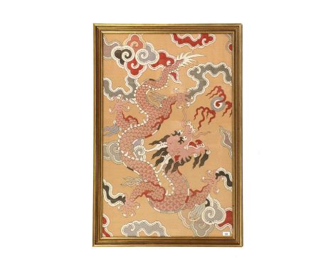 A Chinese textile,of recent manufacture, of a five-clawed dragon, framed,71 x 112cmCondition ReportMinor knocks to the frame.