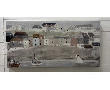 A print of a harbour scene by Hannah Cole 100cm x 50cm 