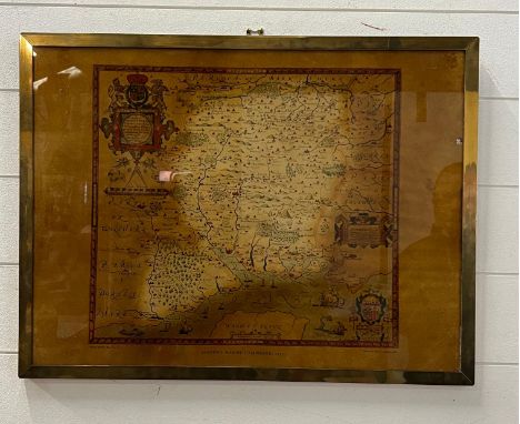A print of a Saxon map of Hampshire 65cm x 47cm 