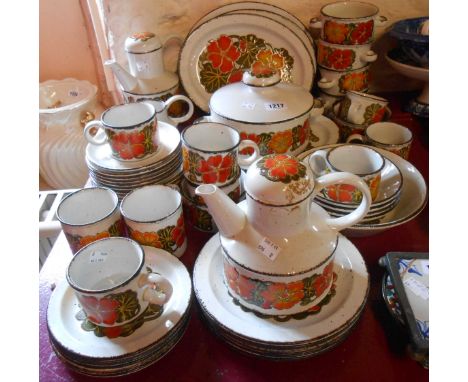An extensive selection of vintage Midwinter Stonehenge pattern tea and dinner ware including tea and coffee pots, tureens, ce