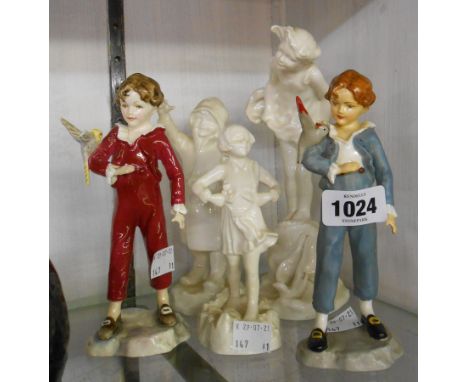 Five assorted Royal Worcester painted and blank figurines - various condition
