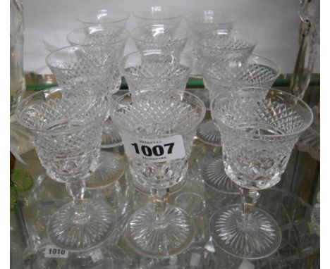 A set of six vintage Stuart crystal port glasses with heavily cut decoration - sold with a similar set of six sherry glasses