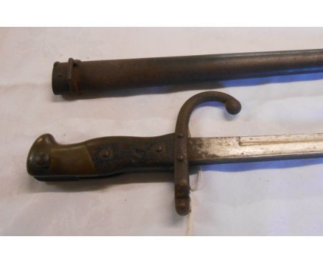 A late 19th Century French 1884 pattern gras bayonet and scabbard