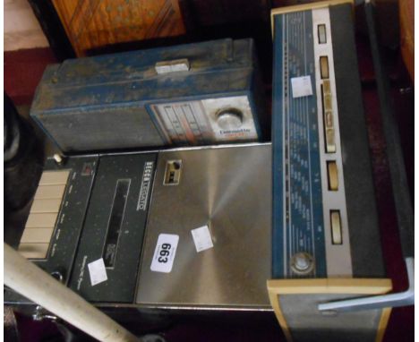 A vintage Decca Ligato portable cassette player - sold with a Dansette Oxford transistor radio and a Phillips similar
