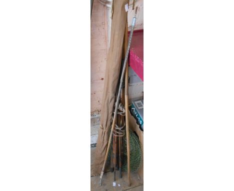 A selection of vintage cane and other rod parts, etc.