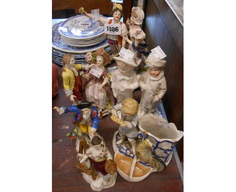 Seven assorted Continental ceramic figurines